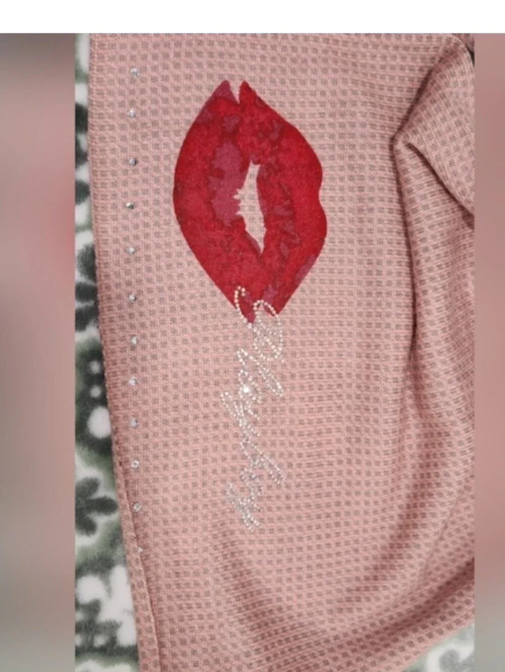 PLAYBOY Pink Scarf with Red Lip Embroidery